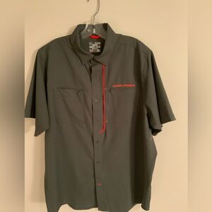 Under Armour Charcoal Button-Up Shirt with Red Details